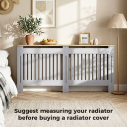 Homcom Radiator Cover Painted Slatted Mdf Cabinet Lined Grill 172X19X81Cm - thumbnail 7