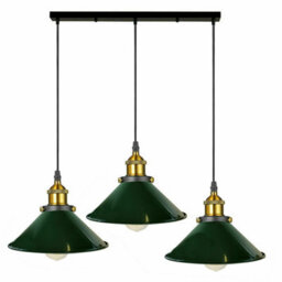 Ledsone 3 Light Green Industrial E27 Pendant Lamp Adjustable Metal Ceiling Light For Kitchen Island  Dining Room