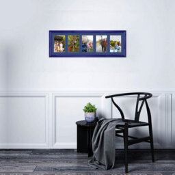 AK Frames 26X8 Purple Classic Multi Photo Frame With Blue Mount - Holds 5 Apertures (5X) 6X4 Photos - thumbnail 3