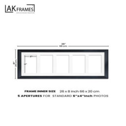 AK Frames 26X8 Purple Classic Multi Photo Frame With Blue Mount - Holds 5 Apertures (5X) 6X4 Photos - thumbnail 4