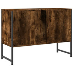Berkfield Bathroom Sink Cabinet Smoked Oak 80X33X60 Cm Engineered Wood - thumbnail 8