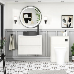 Royal Bathrooms Royal Bathroom Elmore 700mm Classic White Wall Mounted Bathroom Vanity Unit 2 Drawer Plain White Worktop With Art Round Basin - thumbnail 5
