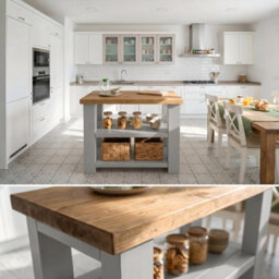 L80Xw66Cm Stoneford Light Grey Kitchen Island / Breakfast Bar / Rustic Island - thumbnail 2