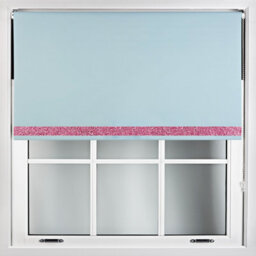 Furnished Blackout Blind With Pink Glitter Accent And Metal Fittings Made To Measure - Duck Egg Blue (W)90Cm X (L)210Cm