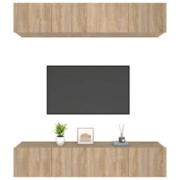 Walplus Tv Cabinets 4 Pcs Sonoma Oak 80X30X30 Cm Engineered Wood - thumbnail 4