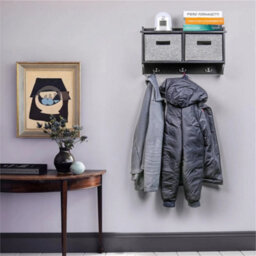Wall Mounted Coat Rack Black Shelf - thumbnail 5