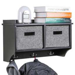 Wall Mounted Coat Rack Black Shelf - thumbnail 6