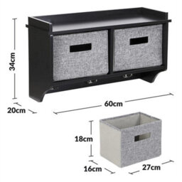 Wall Mounted Coat Rack Black Shelf - thumbnail 2