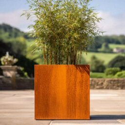 Woven Wood 60Cm Corten Steel Cube Planter - Pre-Rusted - thumbnail 2