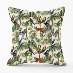 Warren Reed Designer Exotic Trees And Animals Cushions 45Cm X 45Cm - thumbnail 1