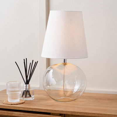 Pacific Lifestyle Coastal Clear Glass Table Lamp With White Shade - image 1