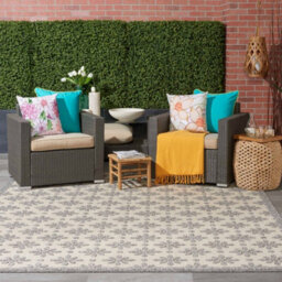 Cream Outdoor Rug, Optical/ (3D) Abstract Stain-Resistant Rug For Patio Decks, Modern Area Rug-239Cm X 300Cm - thumbnail 1