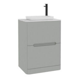 Royal Bathrooms Venice 600mm Dove Grey Freestanding Bathroom Countertop Vanity Unit 2 Drawer With Qubix Basin - thumbnail 7