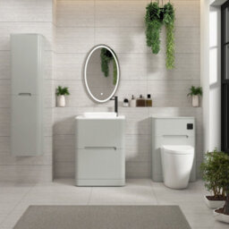 Royal Bathrooms Venice 600mm Dove Grey Freestanding Bathroom Countertop Vanity Unit 2 Drawer With Qubix Basin - thumbnail 4