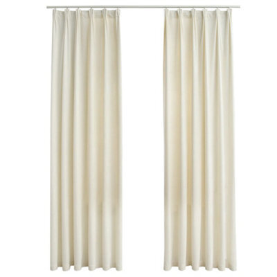 Berkfield Elegant Blackout Curtains 2 Pcs With Hooks Velvet Cream 140X245 Cm