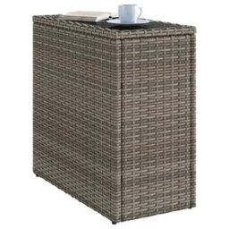 Berkfield Garden Side Table With Glass Top Grey 58X27.5X55 Cm Poly Rattan - thumbnail 4