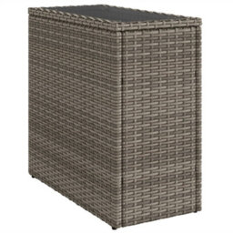 Berkfield Garden Side Table With Glass Top Grey 58X27.5X55 Cm Poly Rattan - thumbnail 7