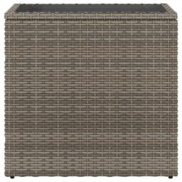 Berkfield Garden Side Table With Glass Top Grey 58X27.5X55 Cm Poly Rattan - thumbnail 5