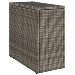 Berkfield Garden Side Table With Glass Top Grey 58X27.5X55 Cm Poly Rattan - thumbnail 2