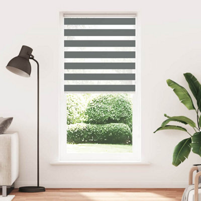 Berkfield Modern Zebra Blind Dark Grey 100X230 Cm Fabric Width 95.9 Cm Polyester - image 1