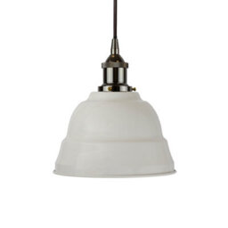 Pale Grey Lincoln Painted Dome Pendant Light With Black Nickel Lamp Holder And Black Round Cable - Se Home - thumbnail 1