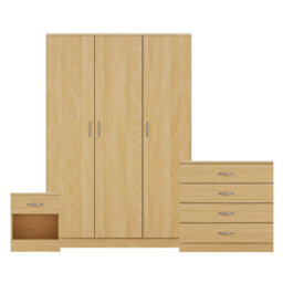 Lassic Vida Designs Riano 3 Piece Bedroom Set (1 Drawer Bedside Chest, 4 Drawer Chest, 3 Door Wardrobe), Pine - thumbnail 8