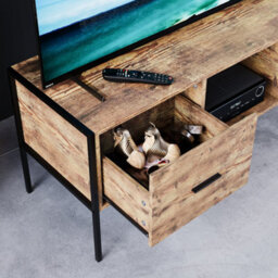 Lassic Vida Designs Brooklyn Dark Wood 2 Drawer Industrial Tv Unit Stand - thumbnail 6
