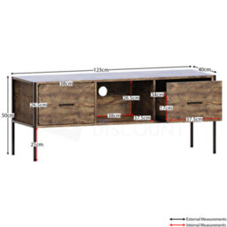 Lassic Vida Designs Brooklyn Dark Wood 2 Drawer Industrial Tv Unit Stand - thumbnail 2