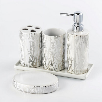 Home Harbour Modern Bathroom Collection Set Of 5 Bathroom Accessories Soap Dispenser Toothbrush Holder Storage Holder - image 1