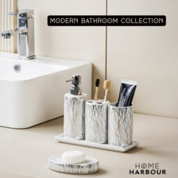 Home Harbour Modern Bathroom Collection Set Of 5 Bathroom Accessories Soap Dispenser Toothbrush Holder Storage Holder - thumbnail 2