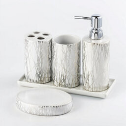 Home Harbour Modern Bathroom Collection Set Of 5 Bathroom Accessories Soap Dispenser Toothbrush Holder Storage Holder - thumbnail 1