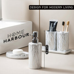 Home Harbour Modern Bathroom Collection Set Of 5 Bathroom Accessories Soap Dispenser Toothbrush Holder Storage Holder - thumbnail 6