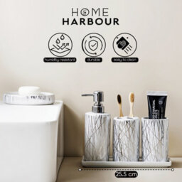 Home Harbour Modern Bathroom Collection Set Of 5 Bathroom Accessories Soap Dispenser Toothbrush Holder Storage Holder - thumbnail 3