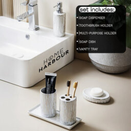 Home Harbour Modern Bathroom Collection Set Of 5 Bathroom Accessories Soap Dispenser Toothbrush Holder Storage Holder - thumbnail 5