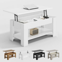 MCC Direct Convertible Coffee Table With Hinged Lift-Top Lid Multi-Functional Storage Table  White - thumbnail 1