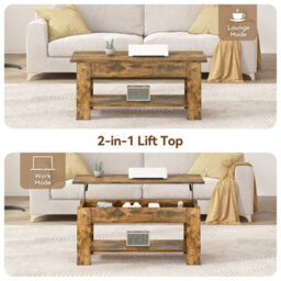MCC Direct Convertible Coffee Table With Hinged Lift-Top Lid Multi-Functional Storage Table  White - thumbnail 8