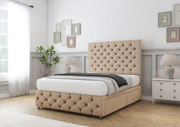 "Comfort Florida Pebble Plush Divan Bed Base 2 Drawers Left Side - 26"" Strutted  & 12"" Footboard 2'6 Small Single" - thumbnail 4