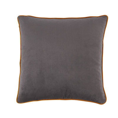 Just So Home Velvet Scatter Cushion 43Cm With Zip (Slate With Contrast Saffron Piping)