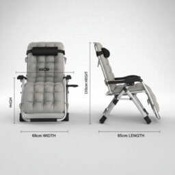 Extra Wide Zero Gravity Chair 74Cm  Foldable Reclining Outdoor Lounger, Cushion & Cup Holder, 150Kg (Grey) - thumbnail 2