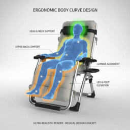 Extra Wide Zero Gravity Chair 74Cm  Foldable Reclining Outdoor Lounger, Cushion & Cup Holder, 150Kg (Grey) - thumbnail 4