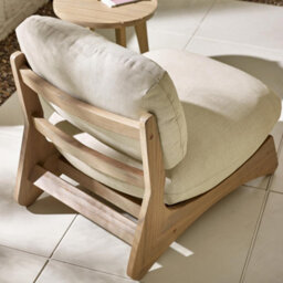 Furniturebox Uk Iko Wood & Cream Accent Chair For Outdoor & Indoor Spaces - thumbnail 4