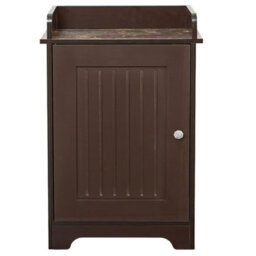 Gr8 Home Bathroom Storage Floor Cabinet Wooden Brown Door Cupboard Shelves Organiser Unit - thumbnail 4