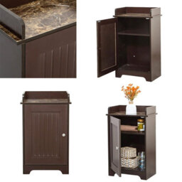 Gr8 Home Bathroom Storage Floor Cabinet Wooden Brown Door Cupboard Shelves Organiser Unit - thumbnail 5