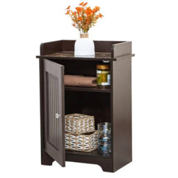 Gr8 Home Bathroom Storage Floor Cabinet Wooden Brown Door Cupboard Shelves Organiser Unit - thumbnail 6