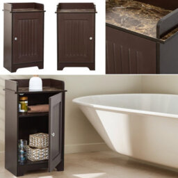 Gr8 Home Bathroom Storage Floor Cabinet Wooden Brown Door Cupboard Shelves Organiser Unit - thumbnail 9