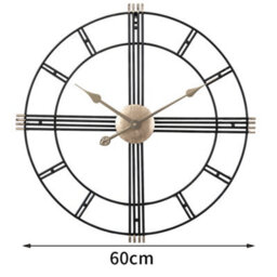 Living And Home Metal Wall Clock Black Metal Home Decor Clock For Living Room Bedroom Kitchen 600mm (Gold Hands) - thumbnail 5