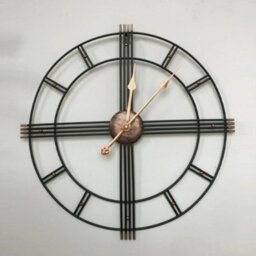 Living And Home Metal Wall Clock Black Metal Home Decor Clock For Living Room Bedroom Kitchen 600mm (Gold Hands) - thumbnail 4