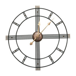 Living And Home Metal Wall Clock Black Metal Home Decor Clock For Living Room Bedroom Kitchen 600mm (Gold Hands) - thumbnail 6