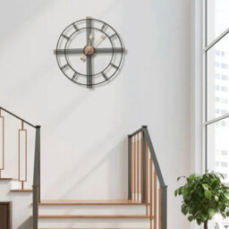 Living And Home Metal Wall Clock Black Metal Home Decor Clock For Living Room Bedroom Kitchen 600mm (Gold Hands) - thumbnail 3