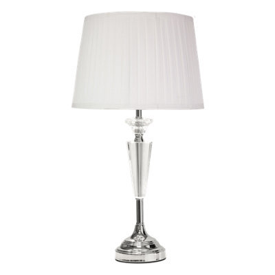 Lighting Supermarket Kwartz Modern Faceted Glass Crystal Chrome Table Lamp With Ivory Pleat Shade - image 1